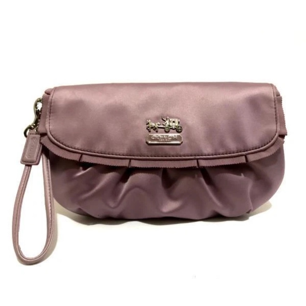 COACH MADISON AMANDA SATIN LAVENDER LARGE PURSE BAG CLUTCH
WRISTLET